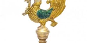 Peacock Design 9 Oil Wick Brass Diya
