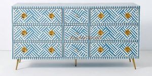 Bone Inlay Geometric Pattern Chest