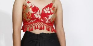 Crop Tassel Top & Knee Length Skirt Set