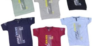 Printed Round Neck Tensile Lycra T-shirt