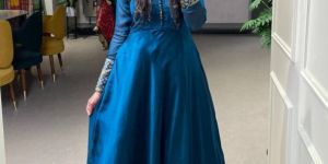 Designer Rangoli Silk Gown Dress