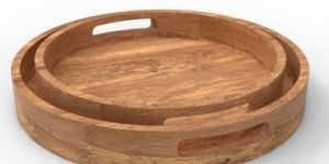 Wooden Round Tray Set of 2