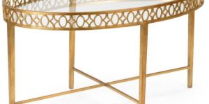 Metal Cocktail Table with Clear Glass Top