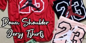 Cotton Down Shoulder Jersey Style T Shirt