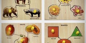 Wooden Educational Toy Puzzle Tray Toy Set of Four