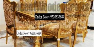 Classic Wooden Handmade Premium Dining Table And Chair Set