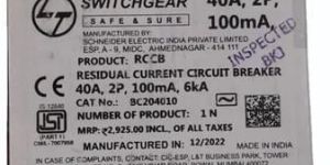 L&T RCCB 40A 2P Switchgear