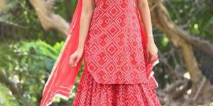 AARITA Red Bandhani Sharara Set