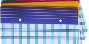 My Clear Bag Double Button Multi-Colour Check Printed Folder Document Bag with window