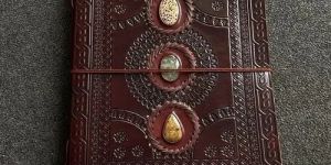 Natural Gemstone Leather Diary Journal
