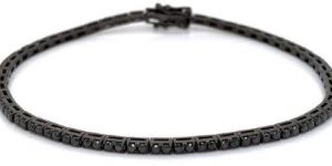 1.12 CT Black Natural Diamond Tennis Bracelet 14K Gold
