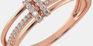 White Diamond Ring in 14k Rose Gold for Women's