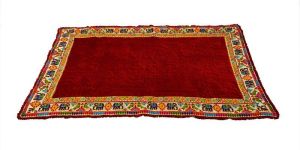 Rajwadi Maroon Velvet Pooja Carpet