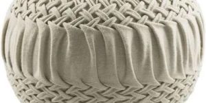 Cream Circular Wool Pouf