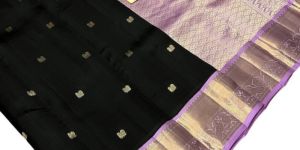 Pure Kanchipuram Silk in Black Color Saree