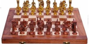 Brass Roman Folding Wood Chess Board
