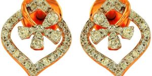 Womens Rose Gold Designer Diamond Earrings