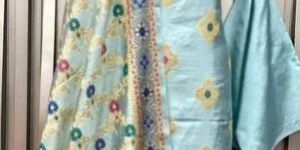 Semi Katan Silk Neemzari Minakari Weaved Fabric