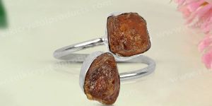Natural Hessonite Raw Gemstone Ring