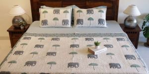 Block Print Double Bed Cover with Pillow Covers
