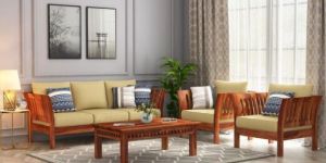 Wooden Sofa Set with Washable Zipper Cover