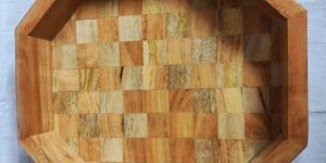 2X12X2 Hexagon Wooden Serving Tray