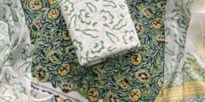 Hand Block Printed Cotton Suit with Dupatta
