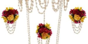 CNB19177 Gold Finish Floral Bridal Necklace Set