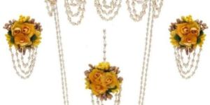 CNB19181 Gold Finish Floral Bridal Necklace Set