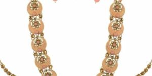 CNB29590 Gold Finish Meenakari Bridal Necklace Set