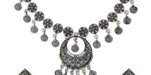 CNB31399 Silver Finish Oxidised Necklace Set