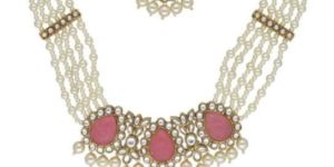 CNB34896 Gold Finish Kundan Necklace Set