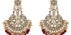 Gold Finish Kundan Long Earrings
