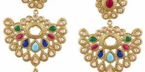 MT509 Gold Finish Reverse AD Long Earrings