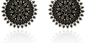 Silver Finish Oxidised Tops Earrings