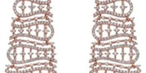 Rose Gold Finish CZ AD Long Earrings