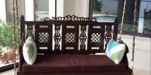 Carved Back Rope Hung Indoor Swing