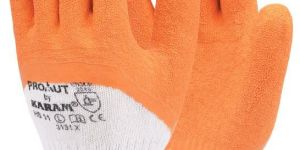 White Liner with Orange Crinkle Latex Gloves