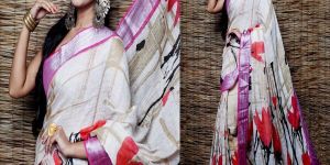 Linen by Linen Screen Print Sarees