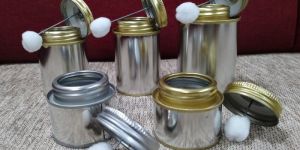 Silver Round Tin Can with Brush