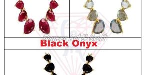 Gemstone 925 Silver Earring New Stylish Clipper Earrings with Gold Plated