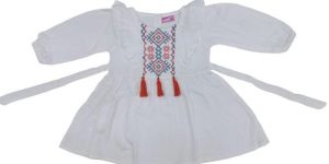 White Embroidery Kids Top