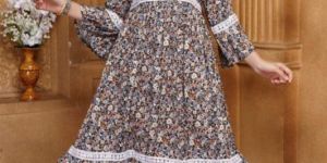 Printed Multicolor Ladies One Piece Dress