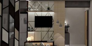 Wooden TV Unit with Panelling