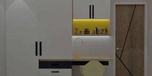 Wooden Wardrobe with Study Table