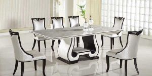 Rectangular Granite Top Dining Table Set