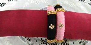 Silk Thread Black Pink Kada Set