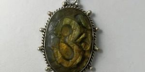 Gemstone Labradorite Om Carvings Pendant