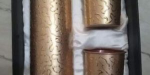 Copper Designer Bottle & Glass Set