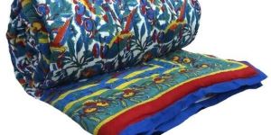 LOVE BIRDS 3297 King Size Hand Block Printed Cotton Quilt Bed Shets